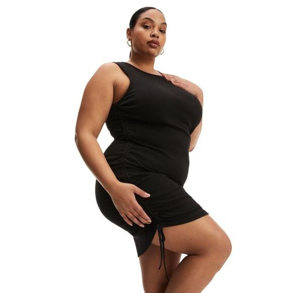 NWT Good American Ruched Mini Tank Dress in Black, Size Medium - Picture 5 of 8